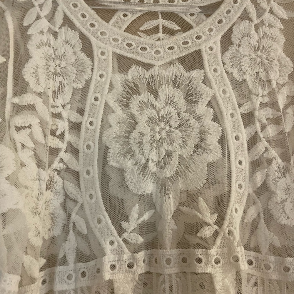 Elegant White Lace Maxi Dress,L - Picture 2 of 4